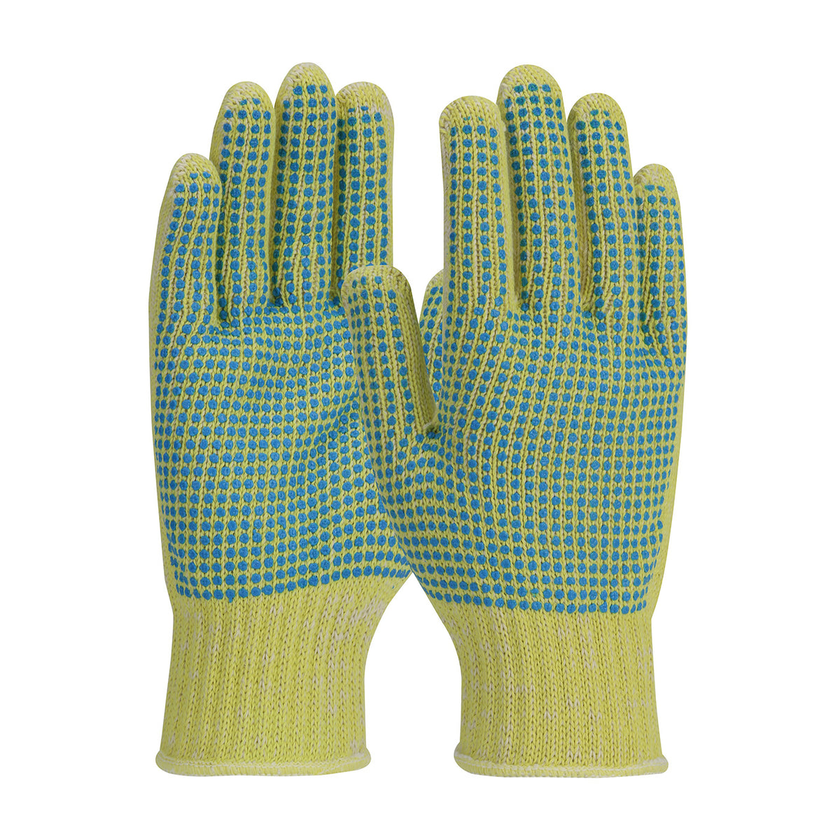 Kut Gard 08-K252 Cut Resistant Gloves Kevlar Cotton Double PVC Dot Grip Yellow