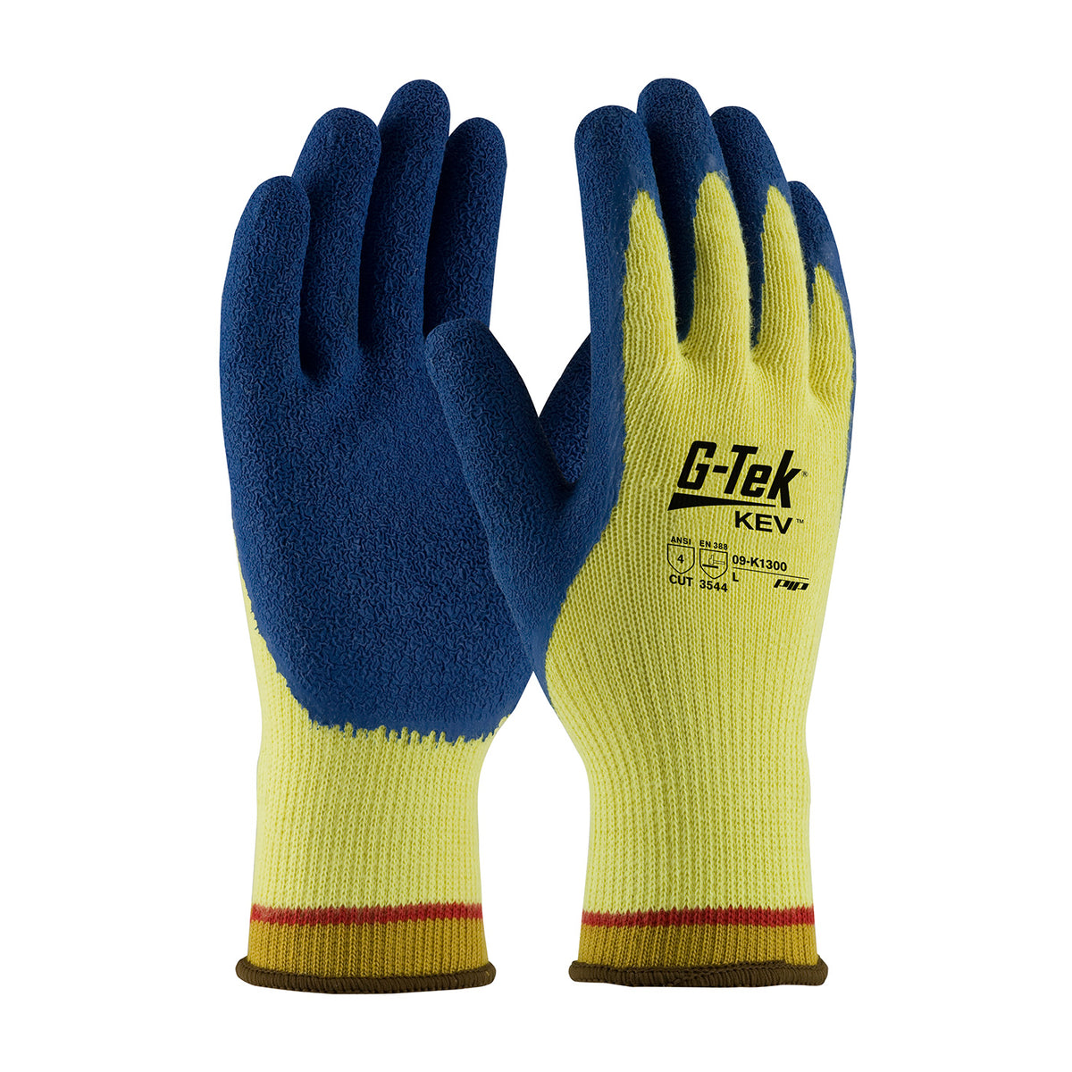 G-Tek 09-K1300 Cut Resistant Gloves Kevlar Latex Coated Yellow