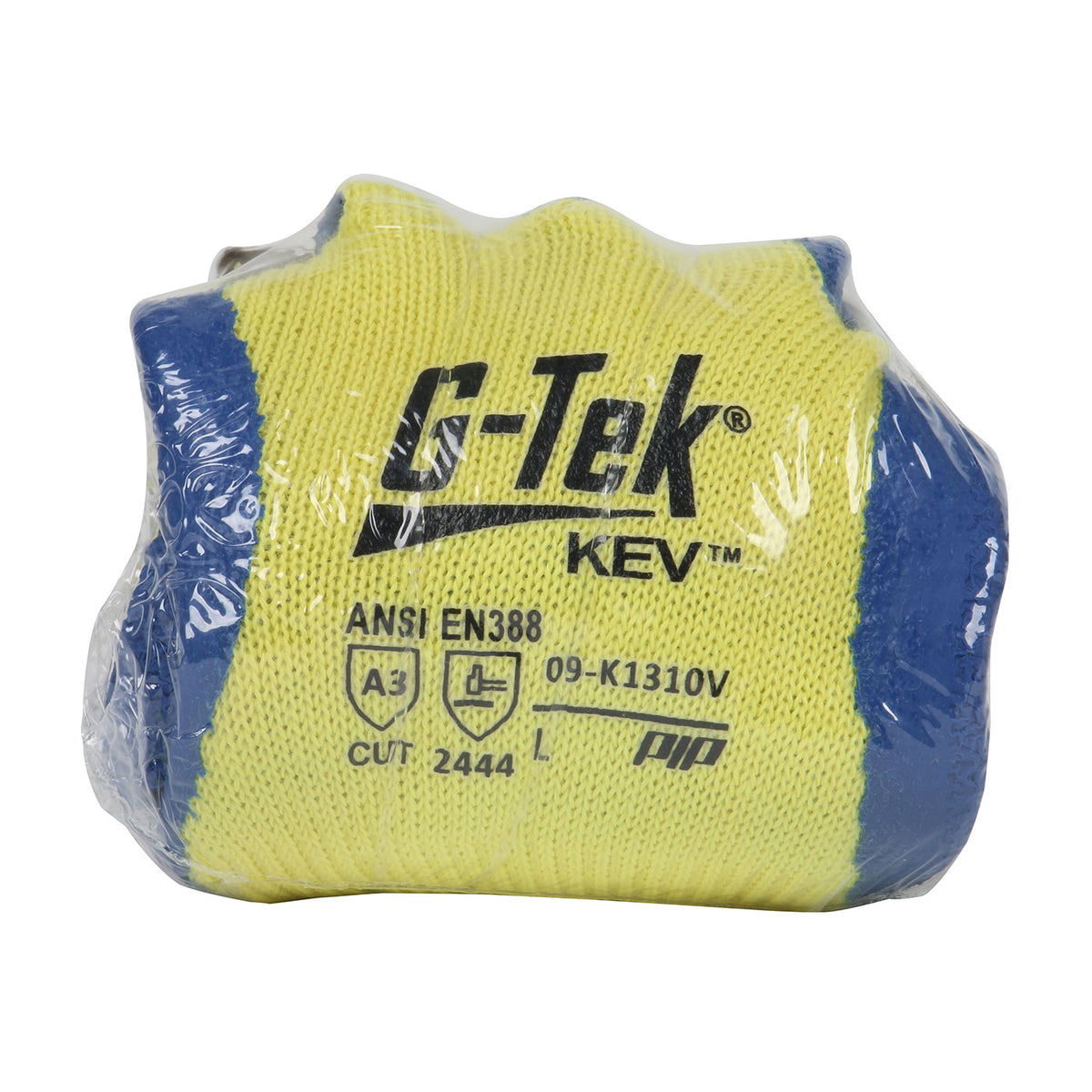 G-Tek 09-K1310V Vend-Ready Cut Resistant Gloves Kevlar Latex Coated Yellow