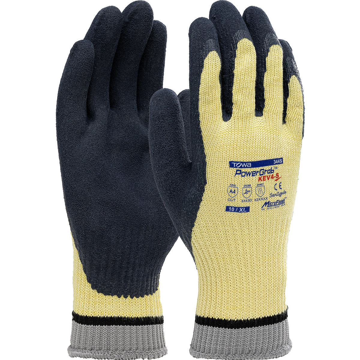 PowerGrab 09-K1444 Cut Resistant Gloves Kevlar Latex Yellow