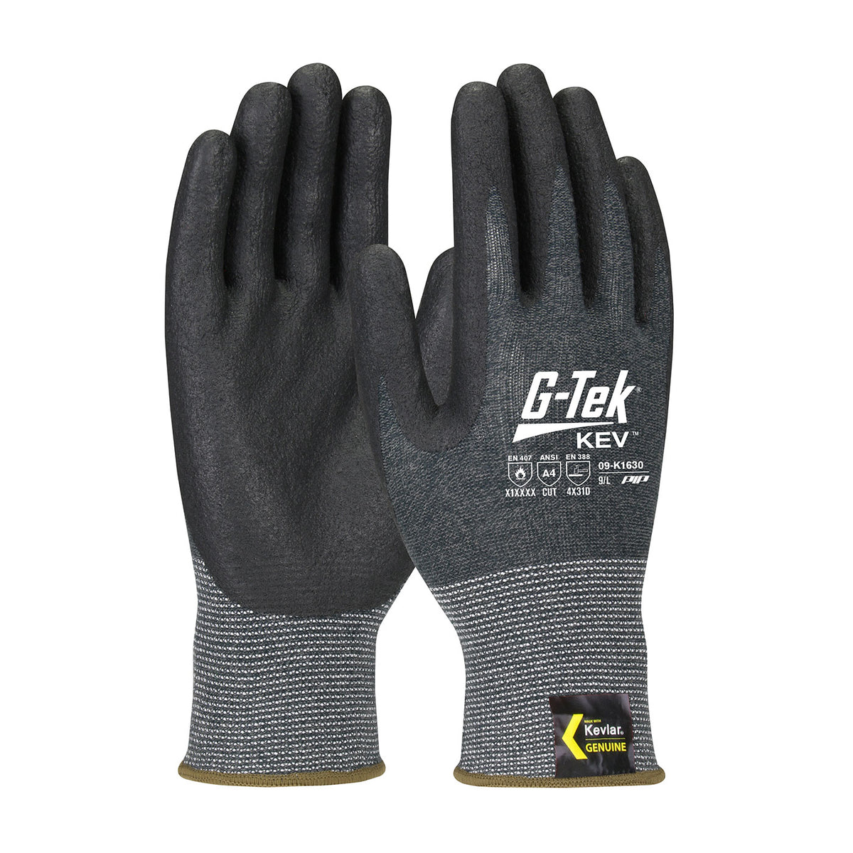 G-Tek KEV 09-K1630 Cut Resistant Gloves Kevlar Foam Nitrile Gray