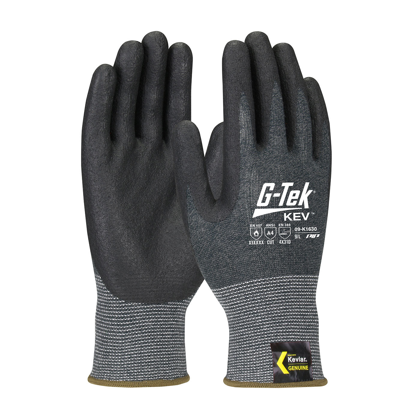 G-Tek KEV 09-K1630 Cut Resistant Gloves Kevlar Foam Nitrile Gray