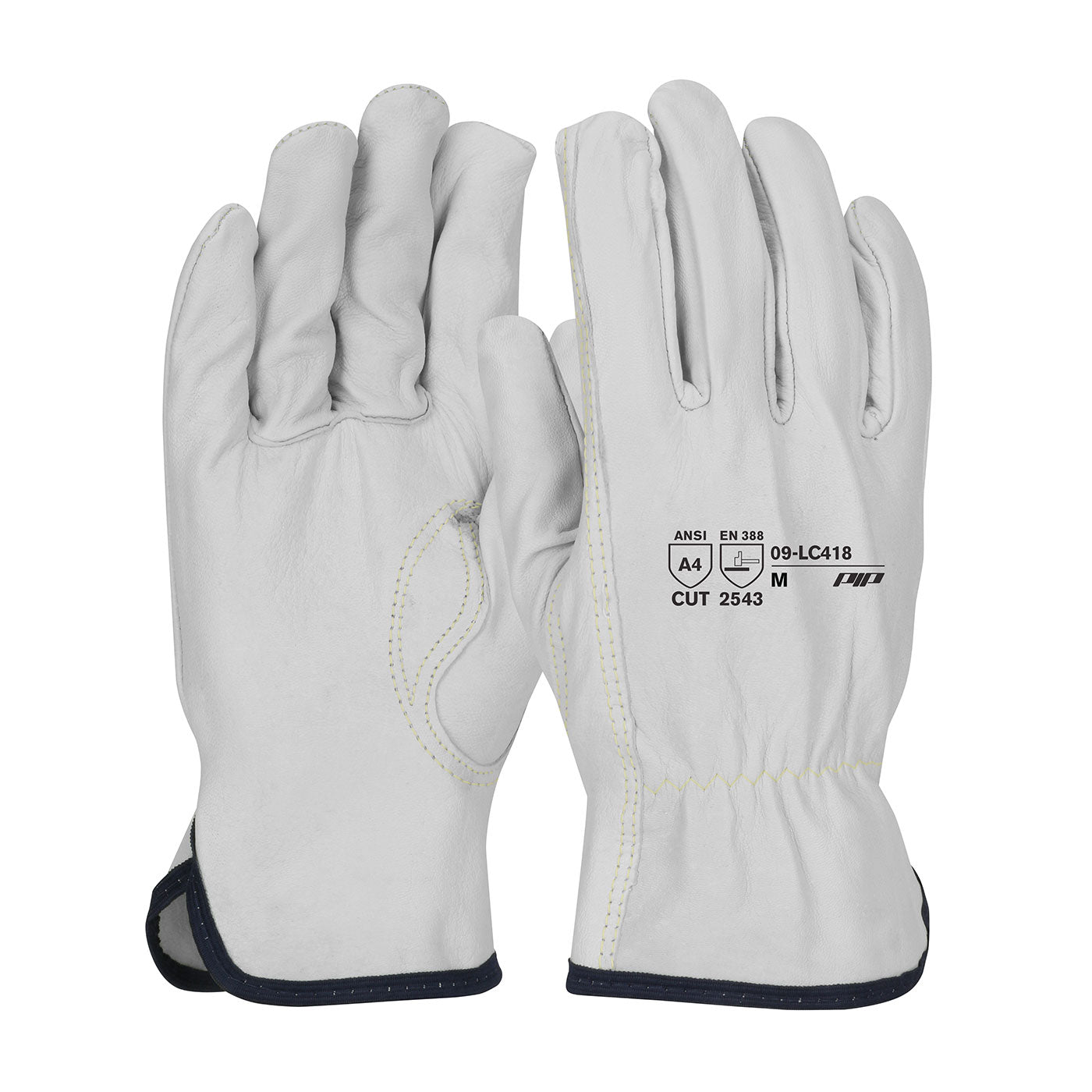 PIP 09-LC418 Leather Driver Gloves Goatskin Aramid Natural