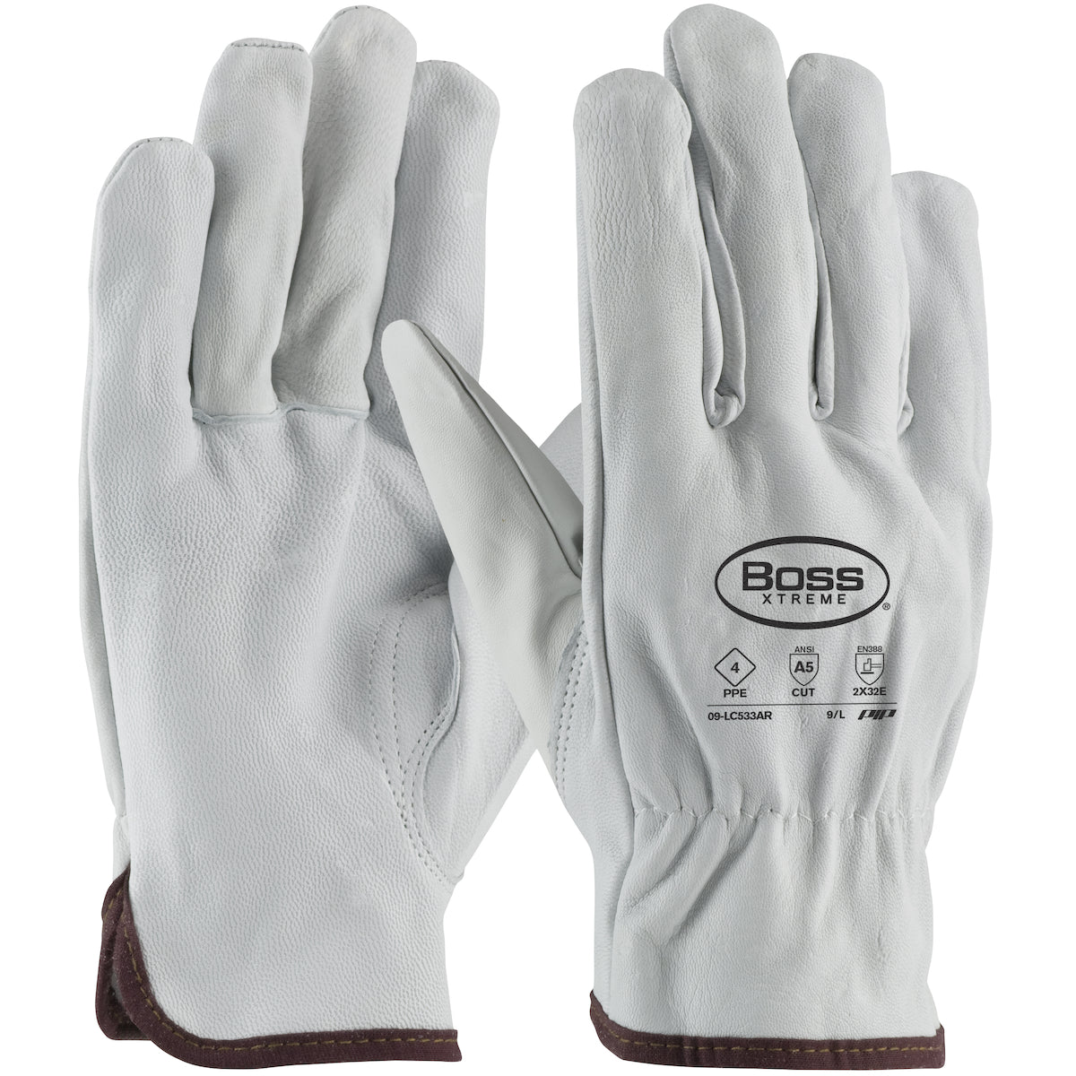 Boss 09-LC533AR Leather Driver Gloves Goatskin Para-Aramid Natural