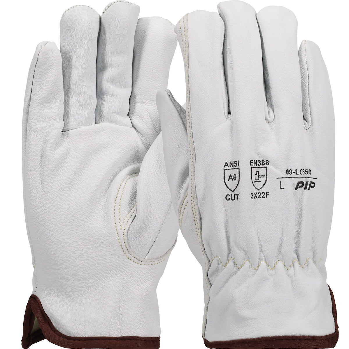 PIP 09-LC650 Leather Driver Gloves Goatskin Aramid Natural
