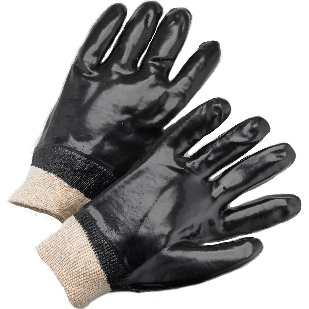PIP 1007 PVC Dipped Gloves Interlock Liner Smooth Finish Black