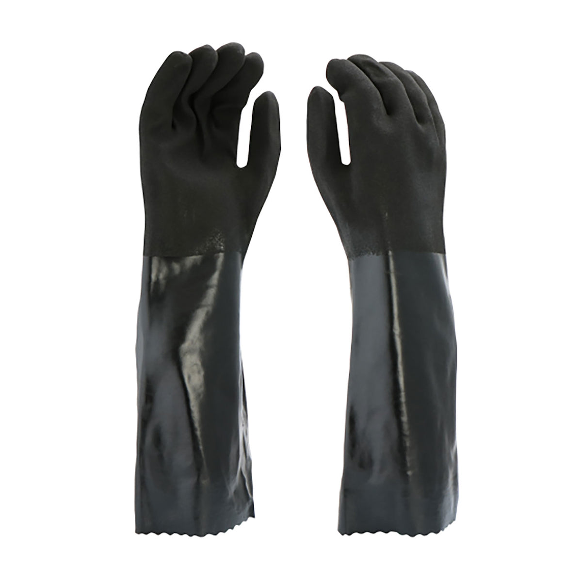 PIP 1087RF Chemical Resistant Gloves PVC Dipped Interlock Liner Black