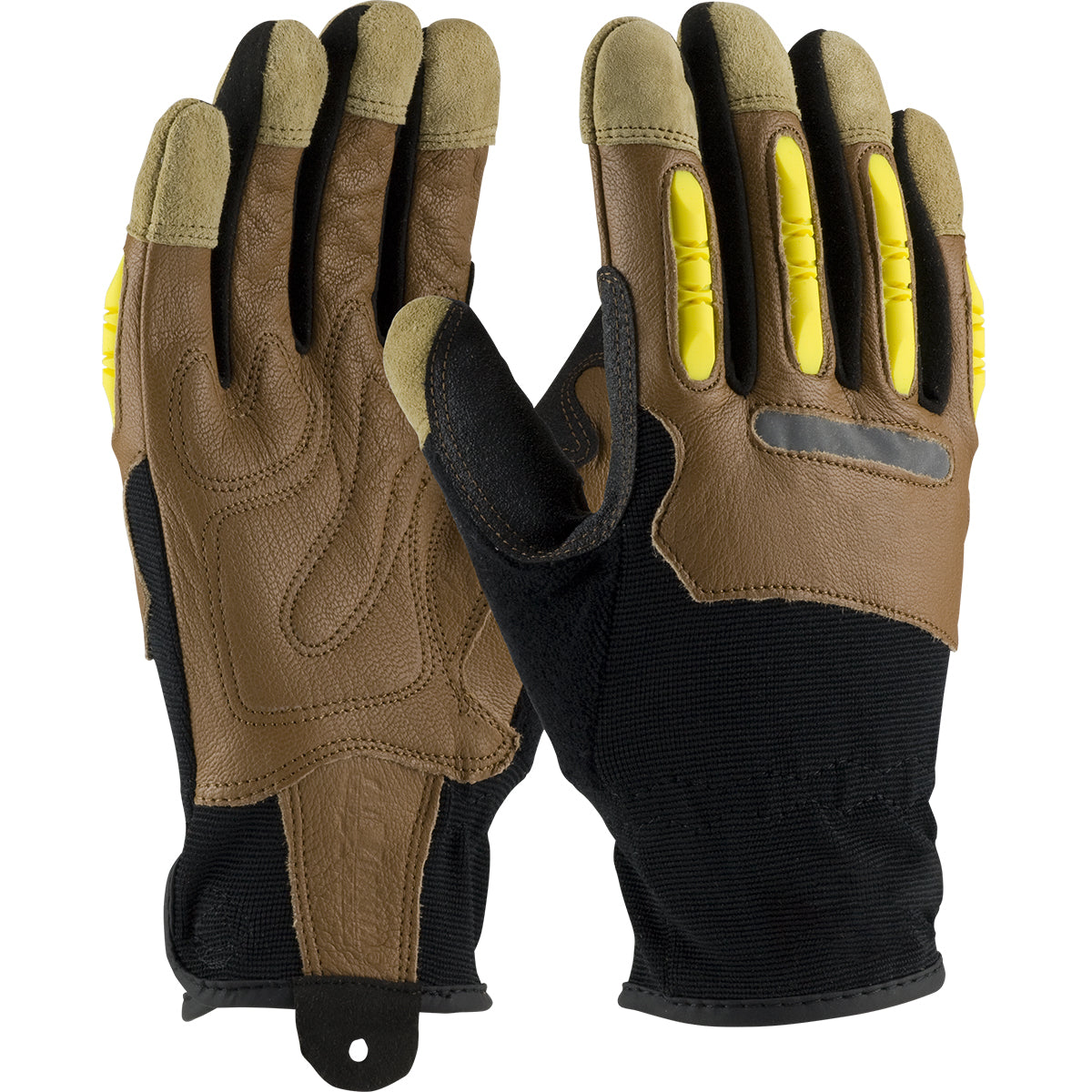 PIP 120-4200 Leather Palm Gloves Goatskin TPR Guards Brown
