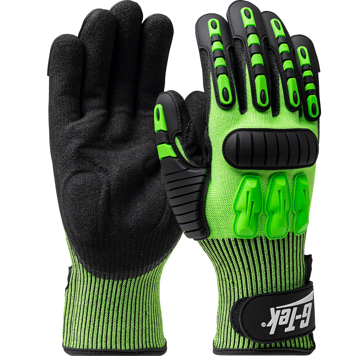 G-Tek 120-5130 Hi-Vis HPPE Gloves Nitrile Grip Green