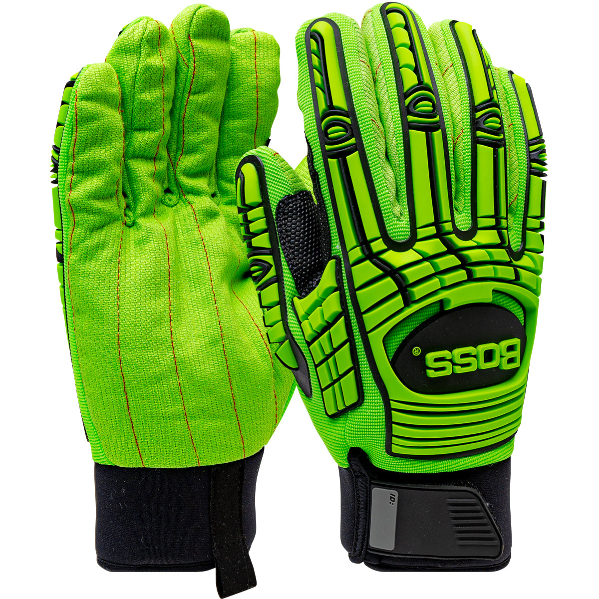 Boss 120-MP2101W High Performance Gloves Cotton TPR Hi-Vis Green