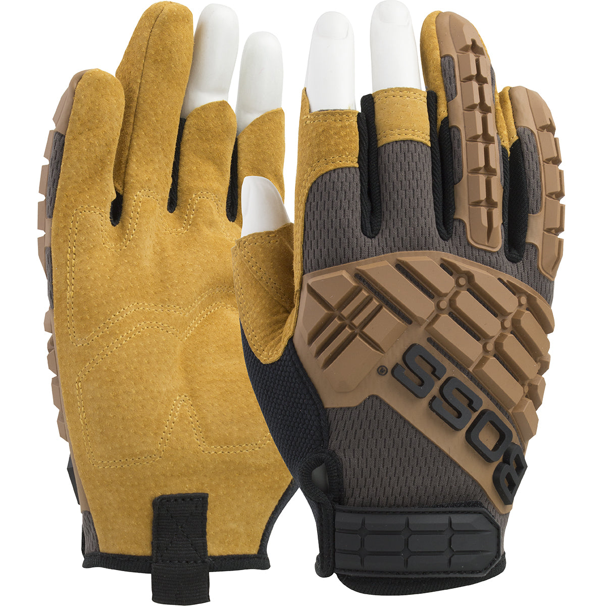 Boss 120-MF1360T High Performance Gloves Pigskin TPR Impact Brown