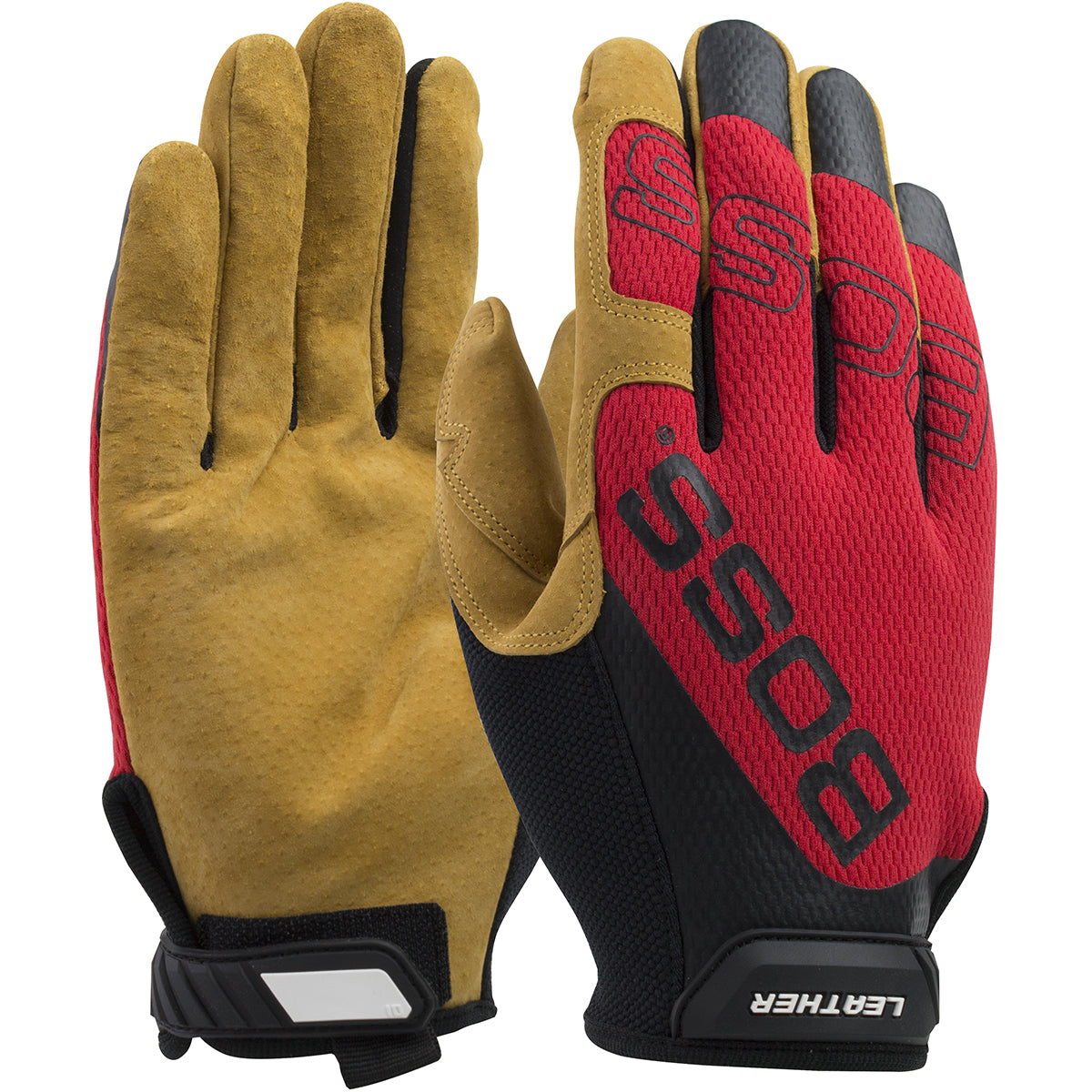 Boss 120-ML1350T High Performance Gloves Pigskin Mesh Back Red