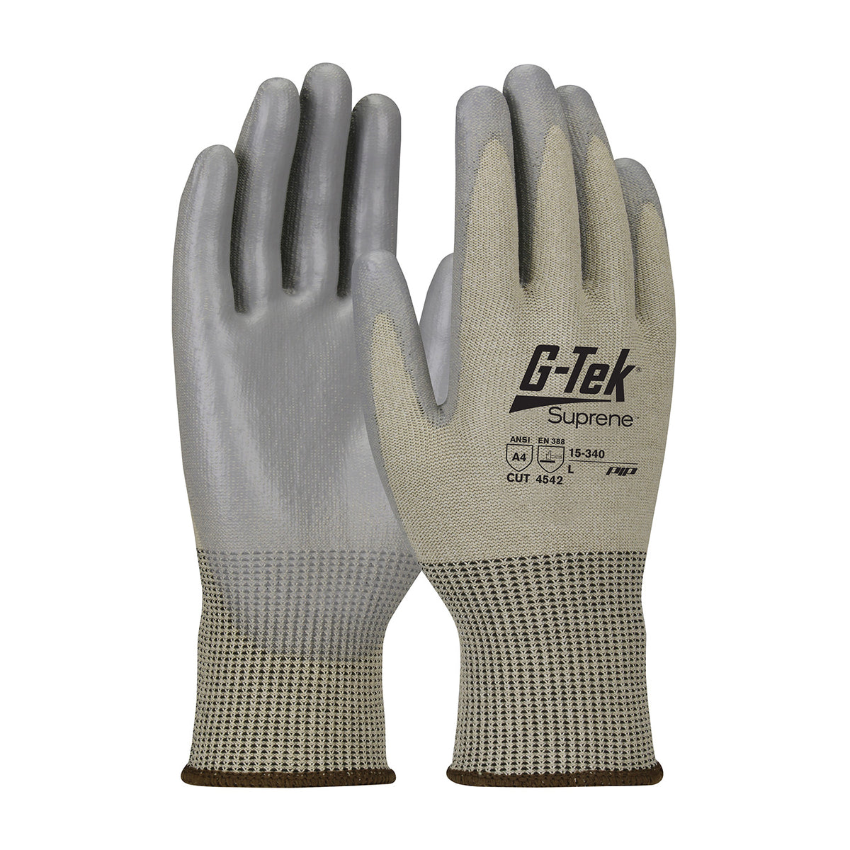 G-Tek 15-340 Cut Resistant Gloves PolyKor Suprene Polyurethane Tan