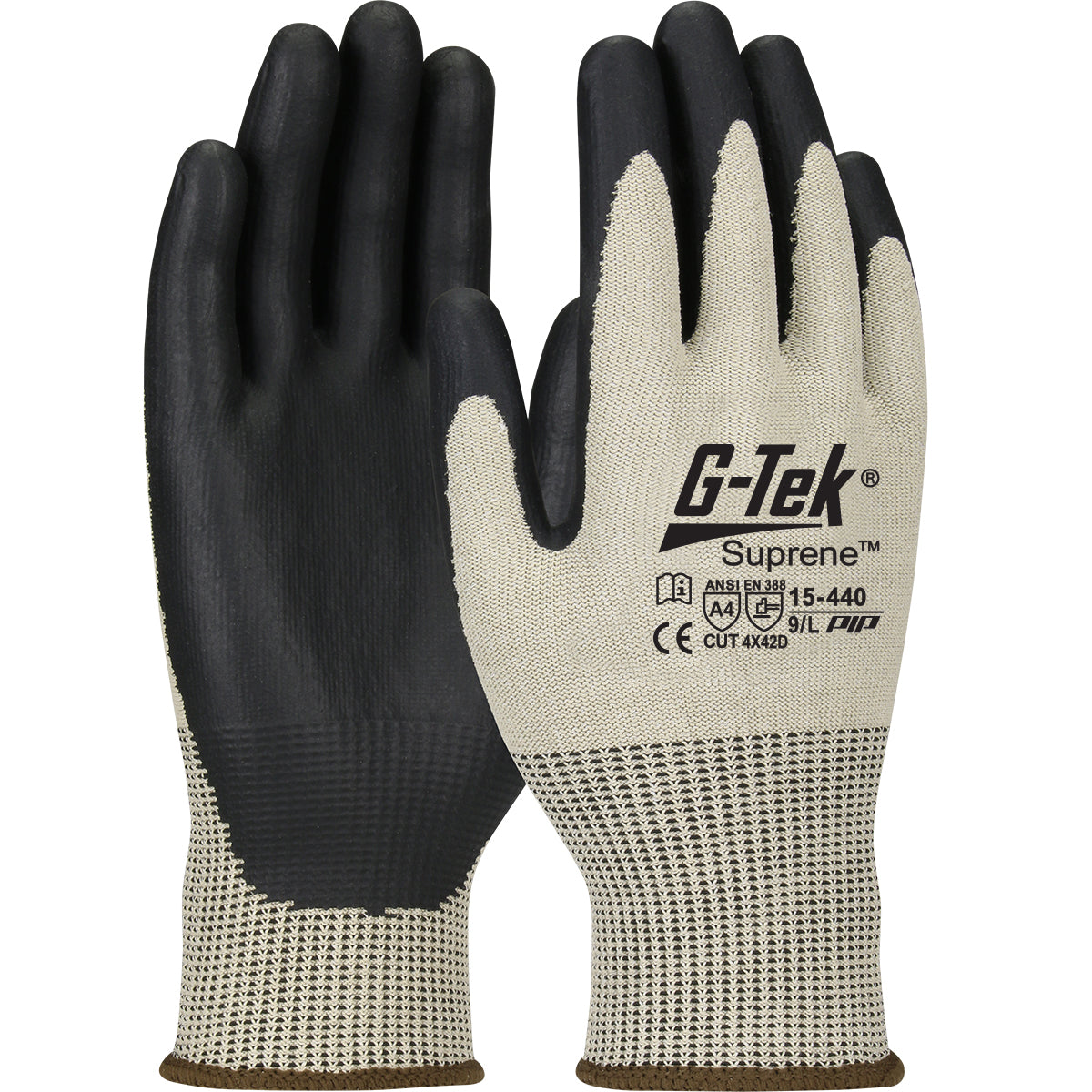 G-Tek 15-440 Cut Resistant Gloves Suprene NeoFoam Coated Tan