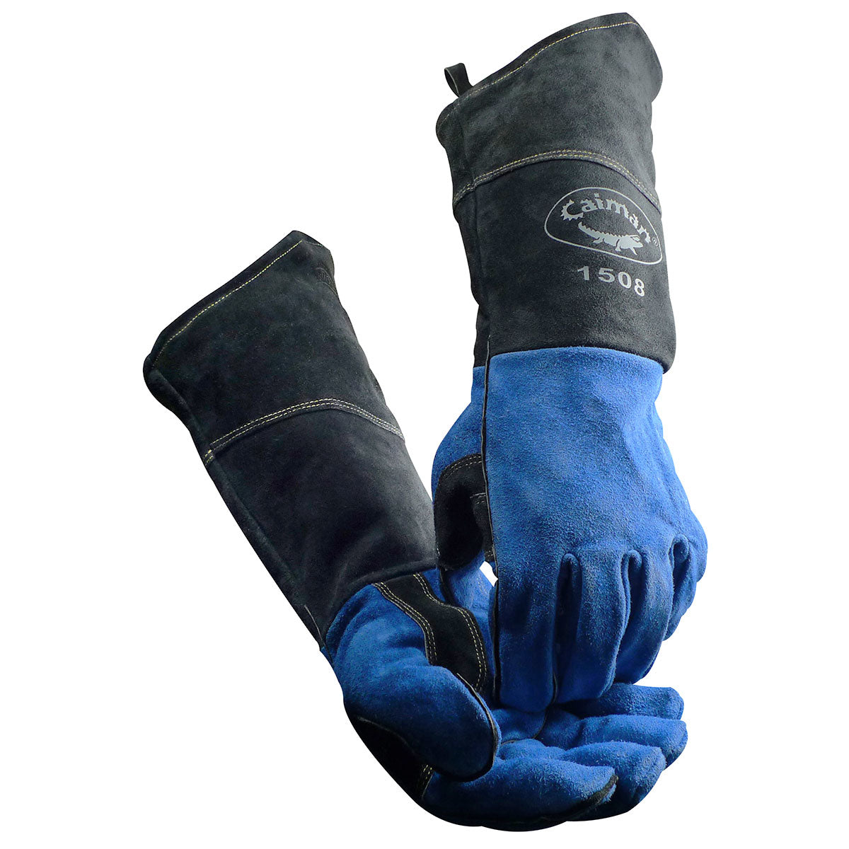 Caiman 1508 Welding Gloves Cowhide Blue