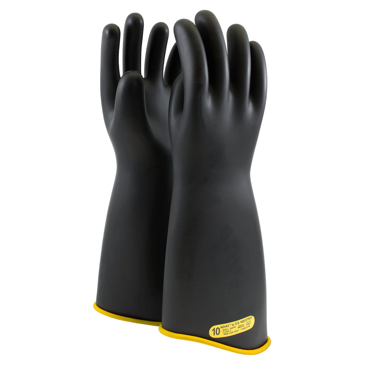 NOVAX 151-2-18 Rubber Insulating Gloves Contour Cuff Black