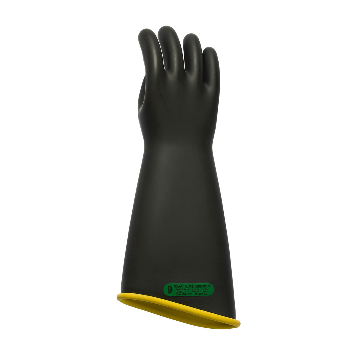NOVAX 151-3-18 Electrical Safety Gloves Rubber Contour Cuff Black