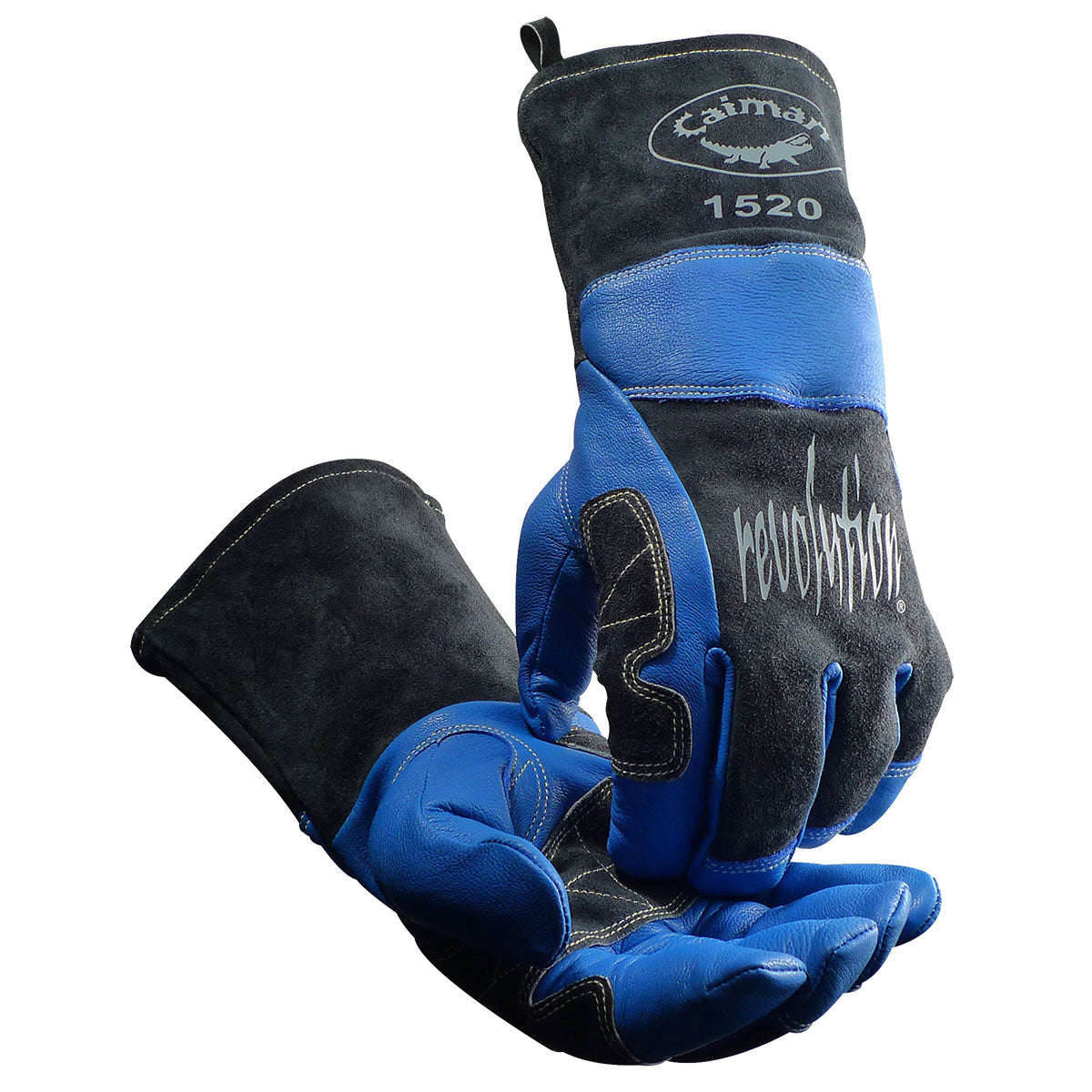 Caiman 1520 Welding Gloves Goat Grain Wool Lining Blue