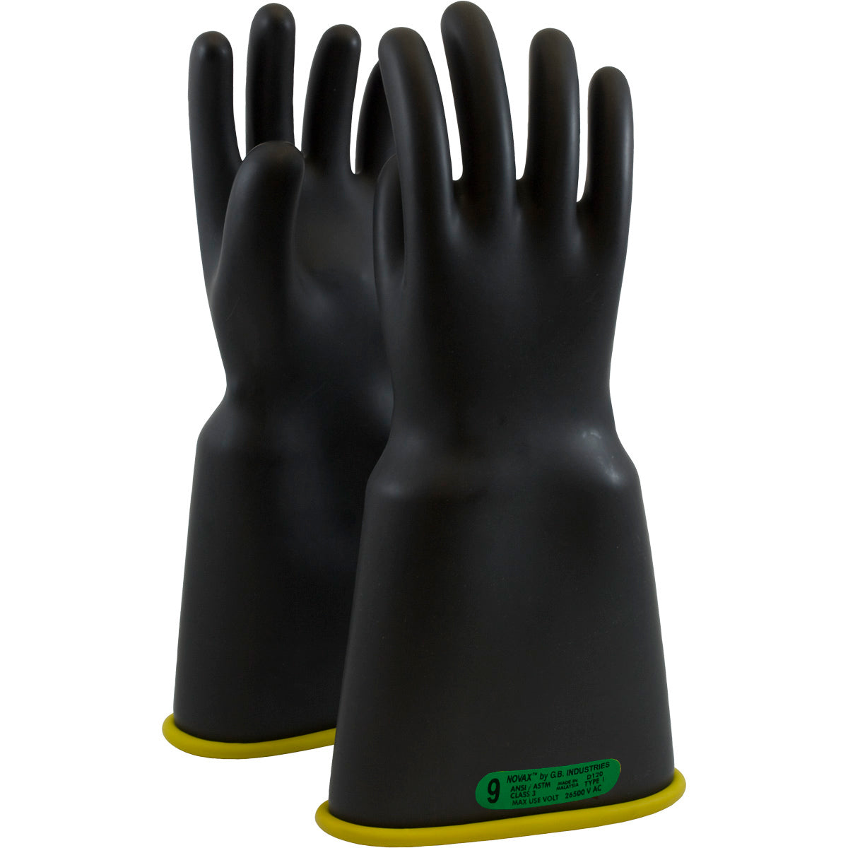 NOVAX 154-3-14 Electrical Safety Gloves Rubber Bell Cuff Black