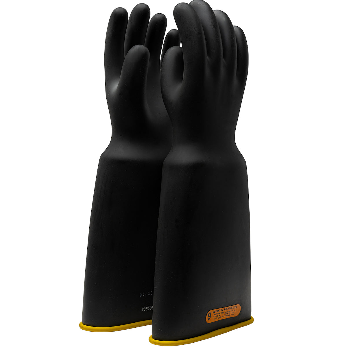 NOVAX 154-4-18 Electrical Safety Gloves Rubber Bell Cuff Black