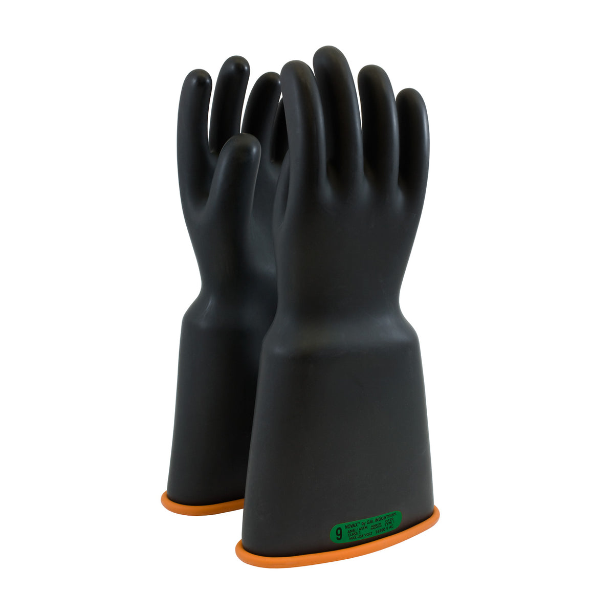 NOVAX 159-3-16 Electrical Safety Gloves Rubber Bell Cuff Black