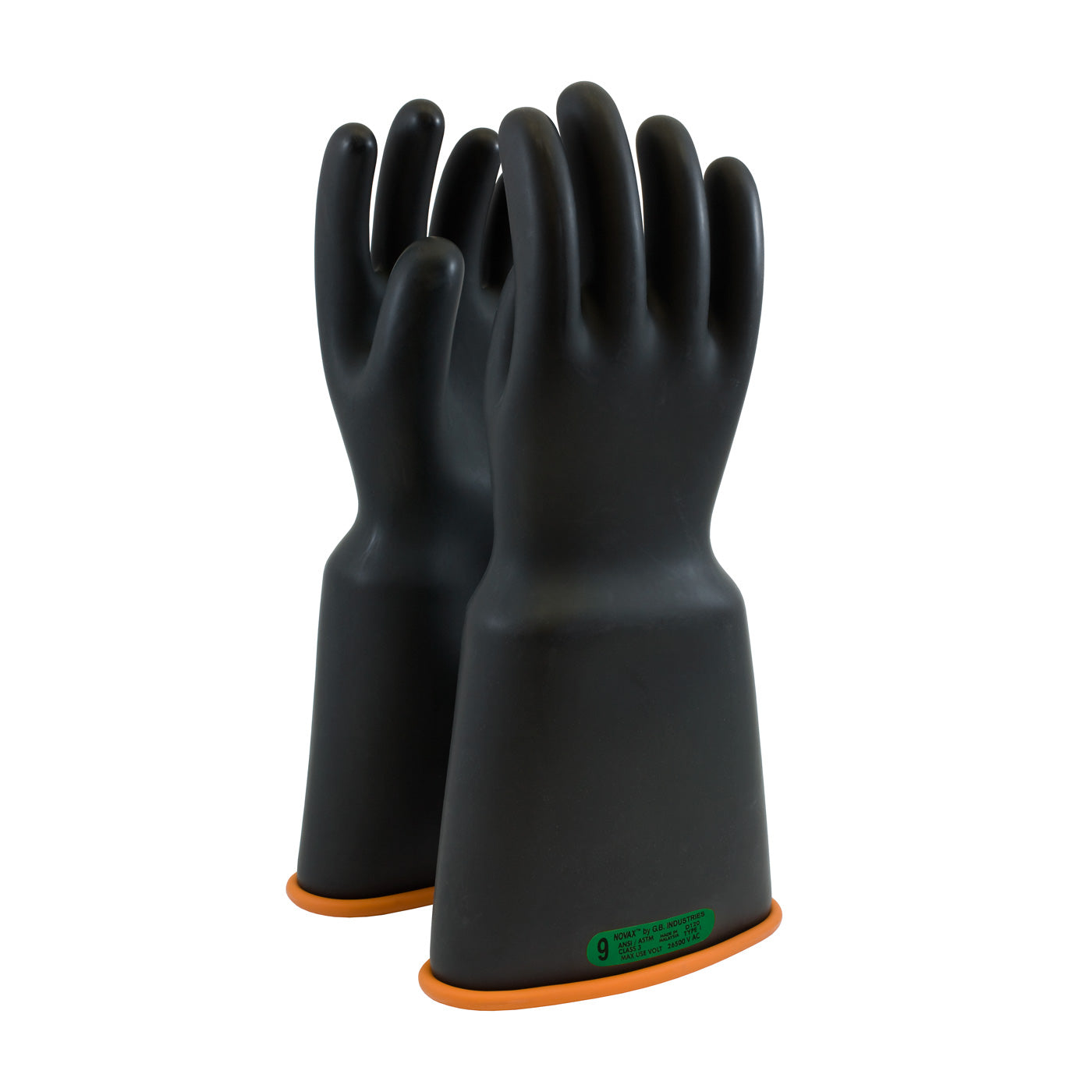 NOVAX 159-3-16 Electrical Safety Gloves Rubber Bell Cuff Black