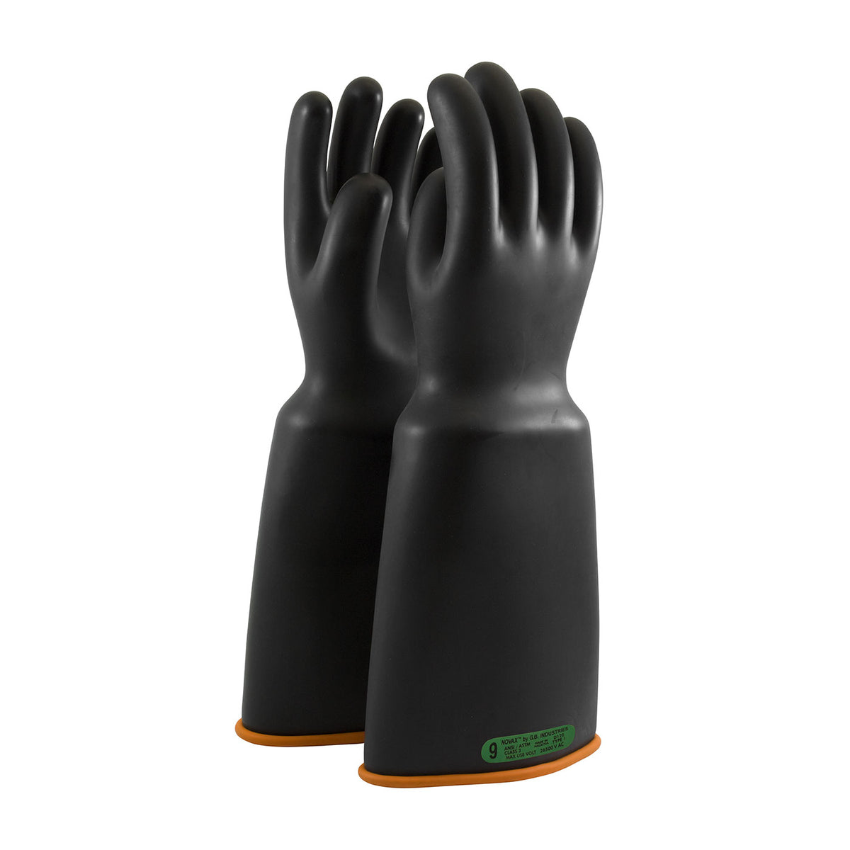 NOVAX 159-3-18 Electrical Safety Gloves Rubber Bell Cuff Black