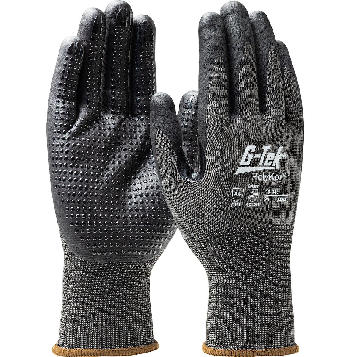 G-Tek 16-348 Cut Resistant Gloves PolyKor Foam Nitrile Touchscreen Salt & Pepper