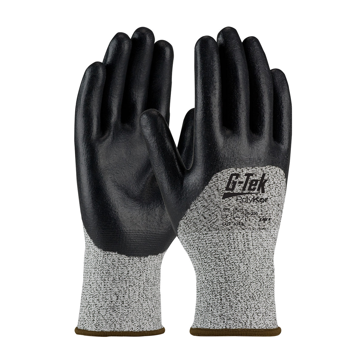 G-Tek 16-355 Cut Resistant Gloves PolyKor Foam Nitrile Salt & Pepper