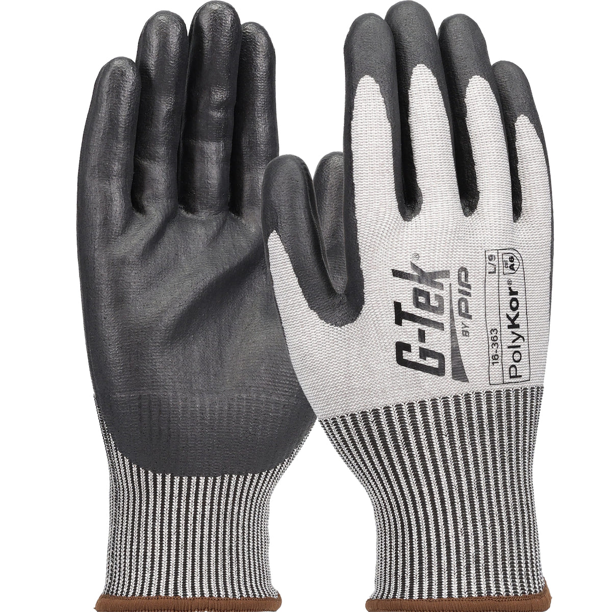 G-Tek 16-363 Cut Resistant Gloves PolyKor Foam Nitrile Salt & Pepper