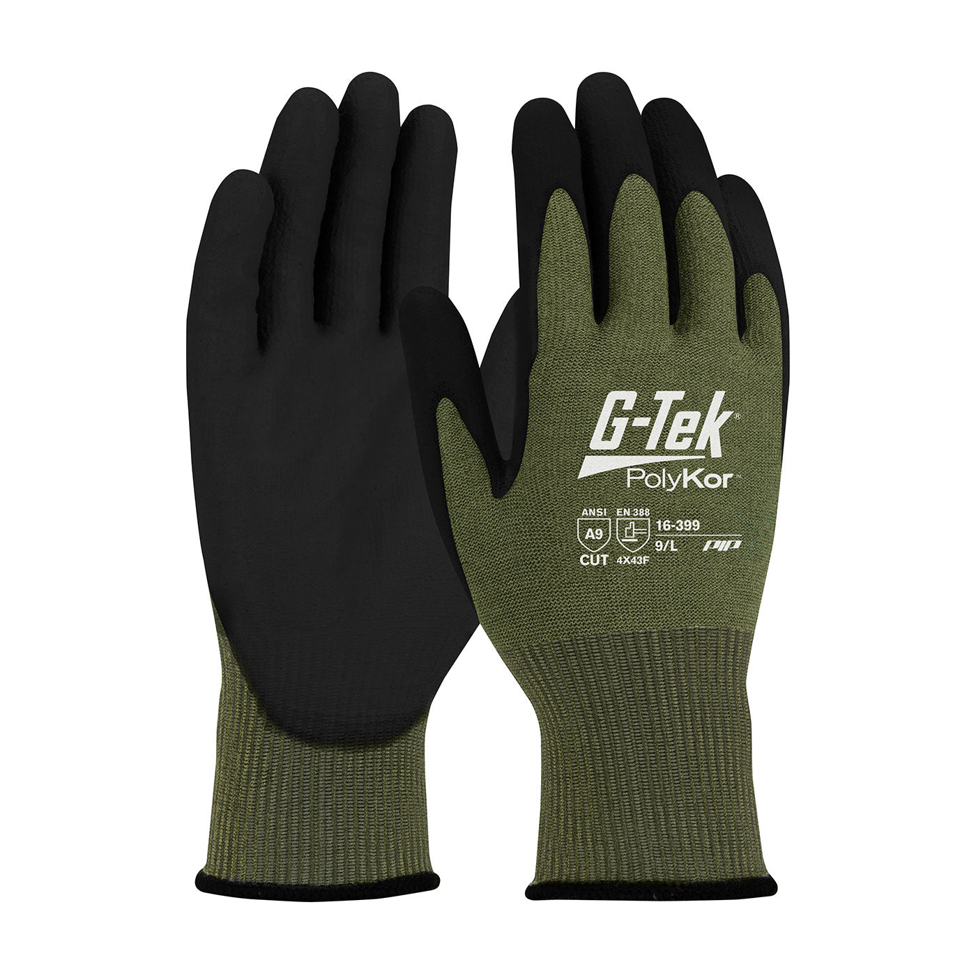 G-Tek 16-399 Cut Resistant Gloves PolyKor X7 NeoFoam Green