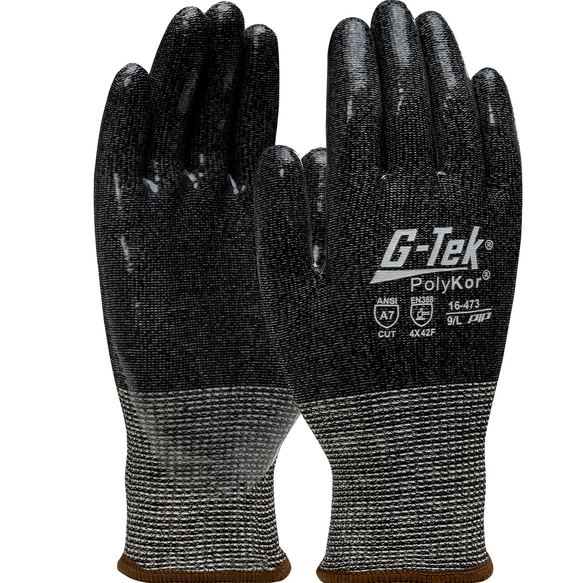G-Tek 16-473 Cut Resistant Gloves PolyKor Silicone Coated Black