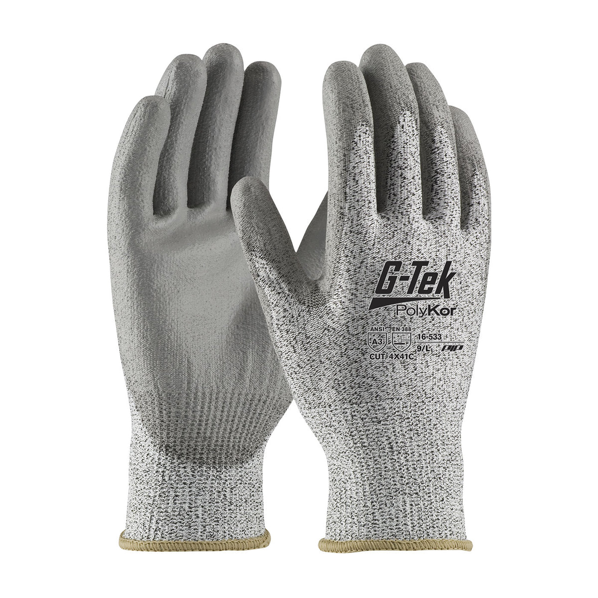 G-Tek 16-533 Cut Resistant Gloves PolyKor Blended Salt & Pepper