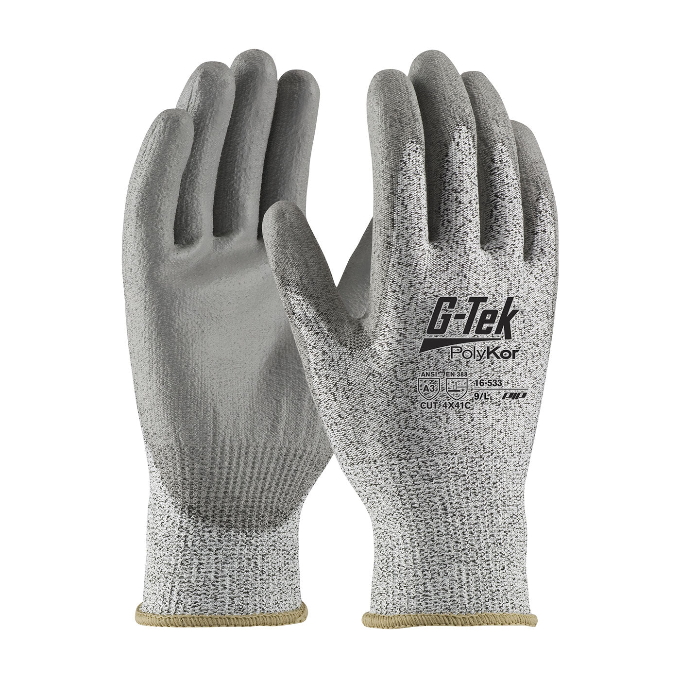 G-Tek 16-533 Cut Resistant Gloves PolyKor Blended Salt & Pepper