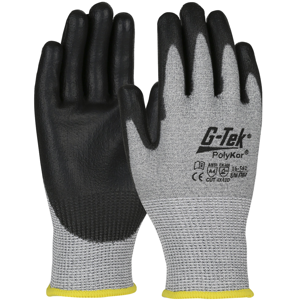 G-Tek 16-561 Cut Resistant Gloves PolyKor Flat Grip Gray