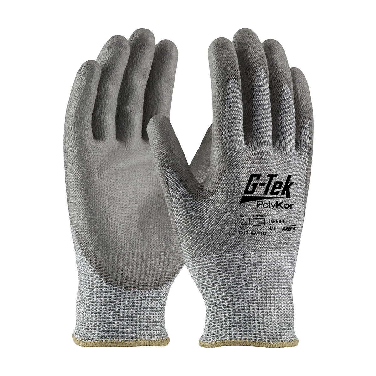 G-Tek 16-564 Cut Resistant Gloves PolyKor Flat Grip Gray
