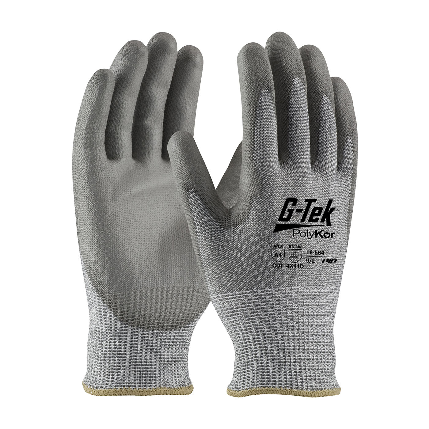 G-Tek 16-564 Cut Resistant Gloves PolyKor Flat Grip Gray
