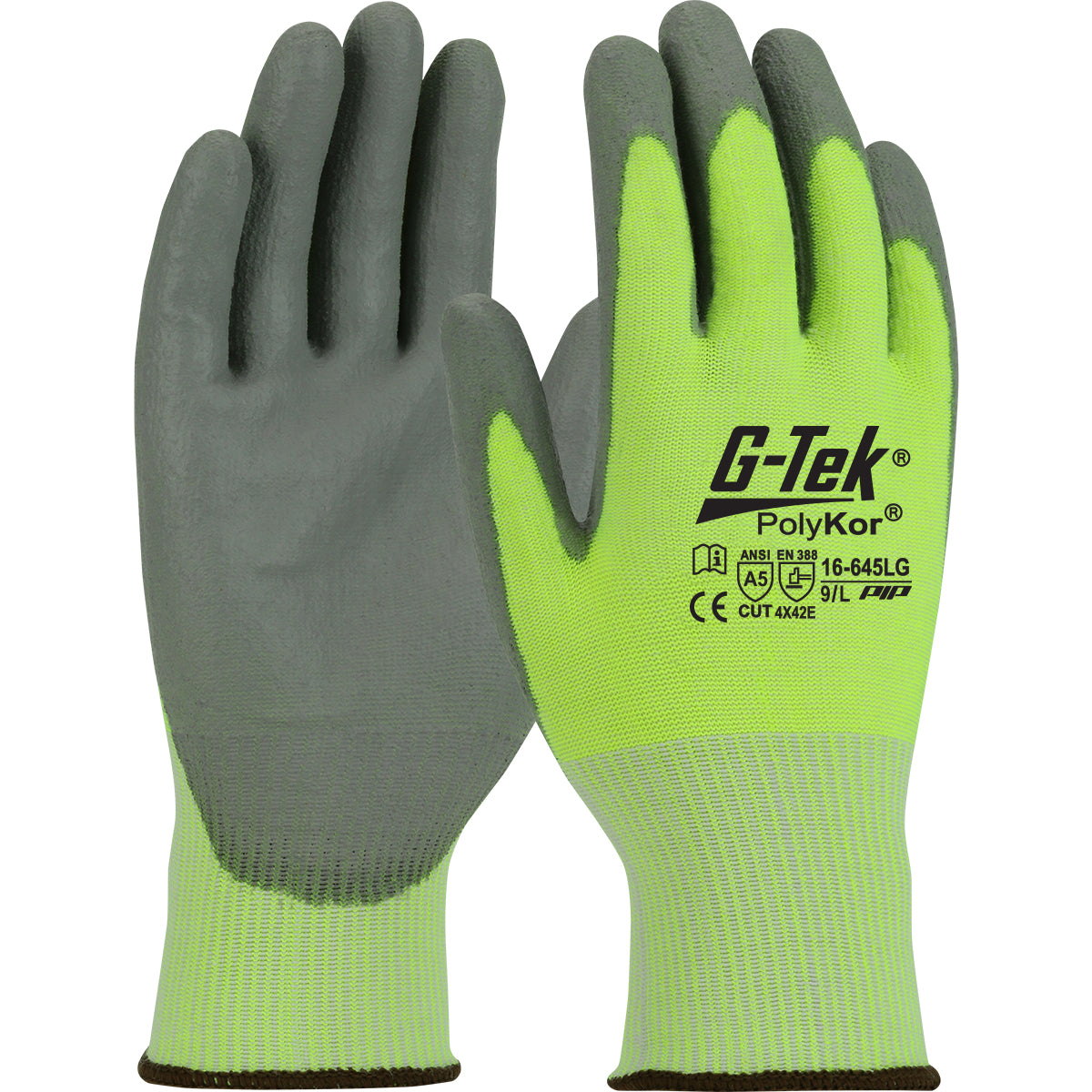 G-Tek 16-645LG Cut Resistant Gloves PolyKor Hi-Vis Yellow