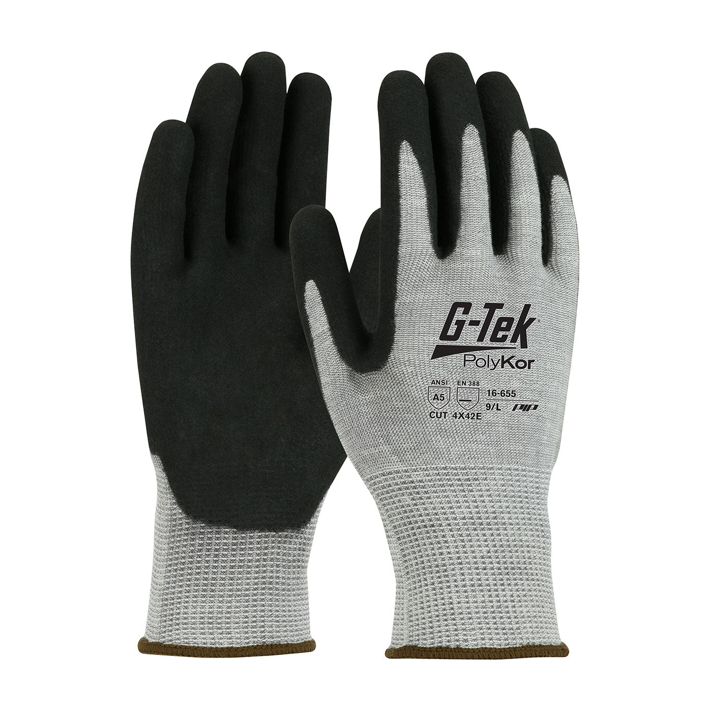 G-Tek 16-655 Cut Resistant Gloves PolyKor Nitrile Salt & Pepper