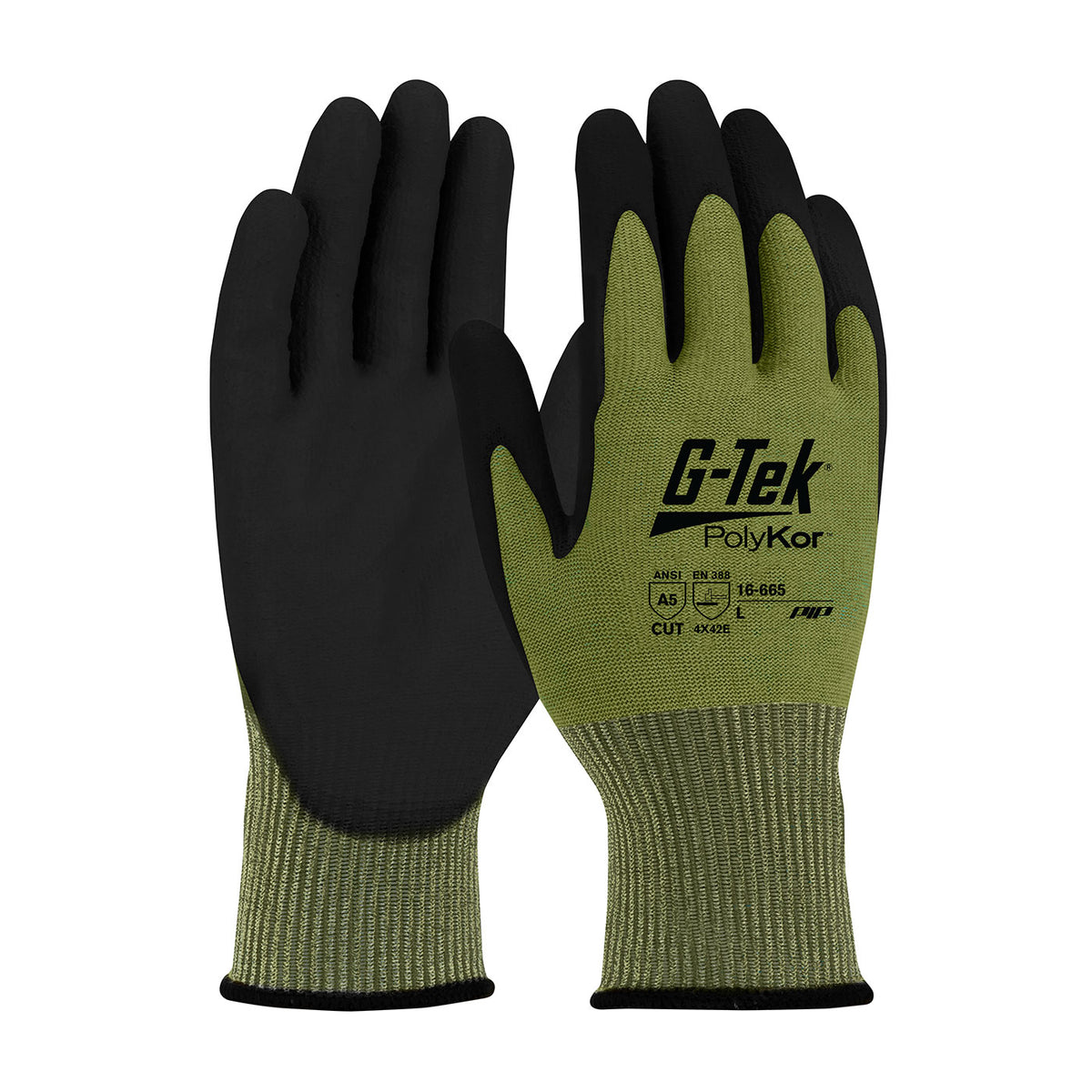 G-Tek 16-665 Cut Resistant Gloves PolyKor Aramid Green