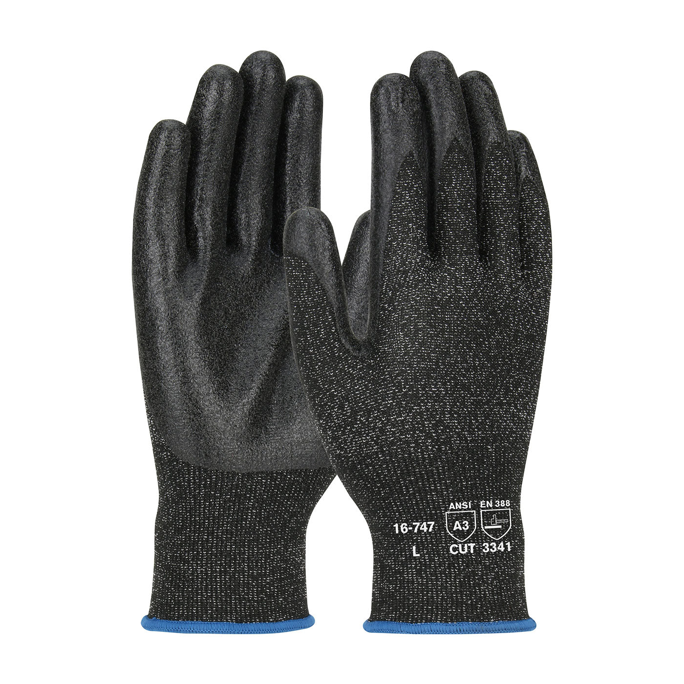 G-Tek 16-747 Cut Resistant Gloves PolyKor PVC Black
