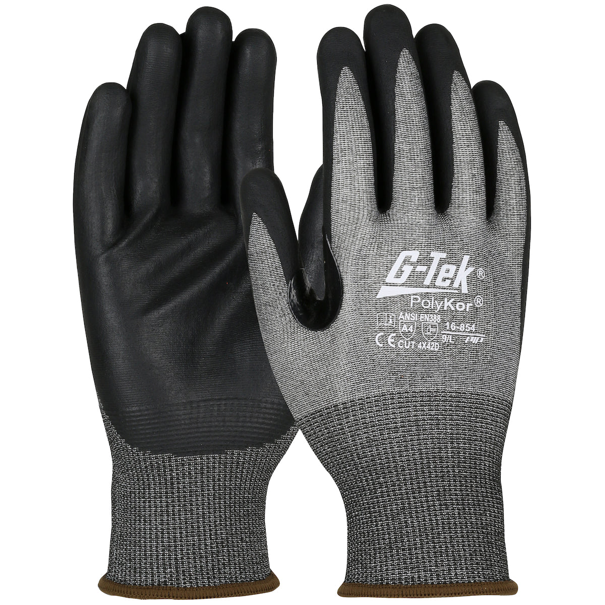 G-Tek 16-854 Cut Resistant Gloves PolyKor Foam Nitrile Salt & Pepper