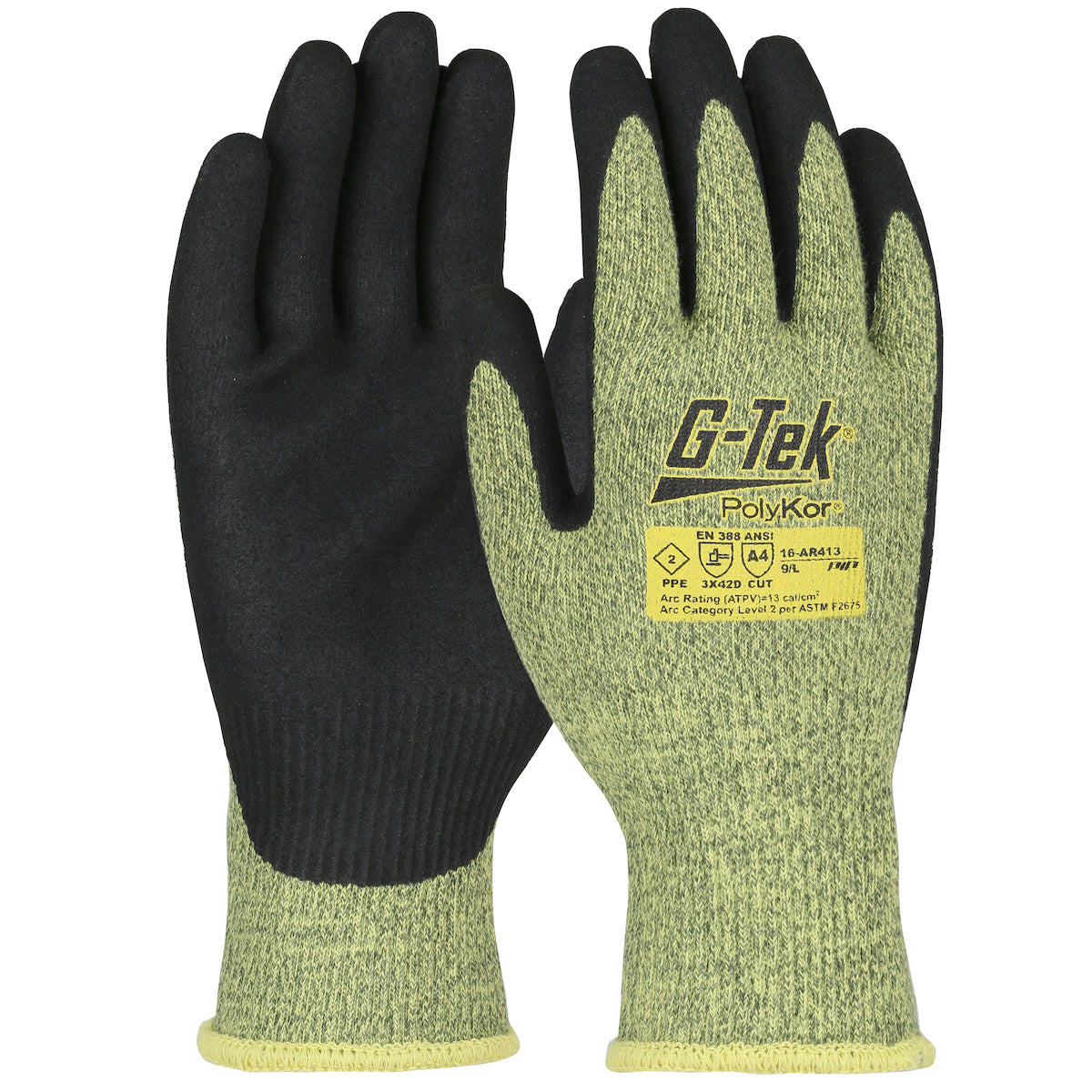 G-Tek 16-AR413 High Performance Gloves PolyKor Aramid Neoprene Green