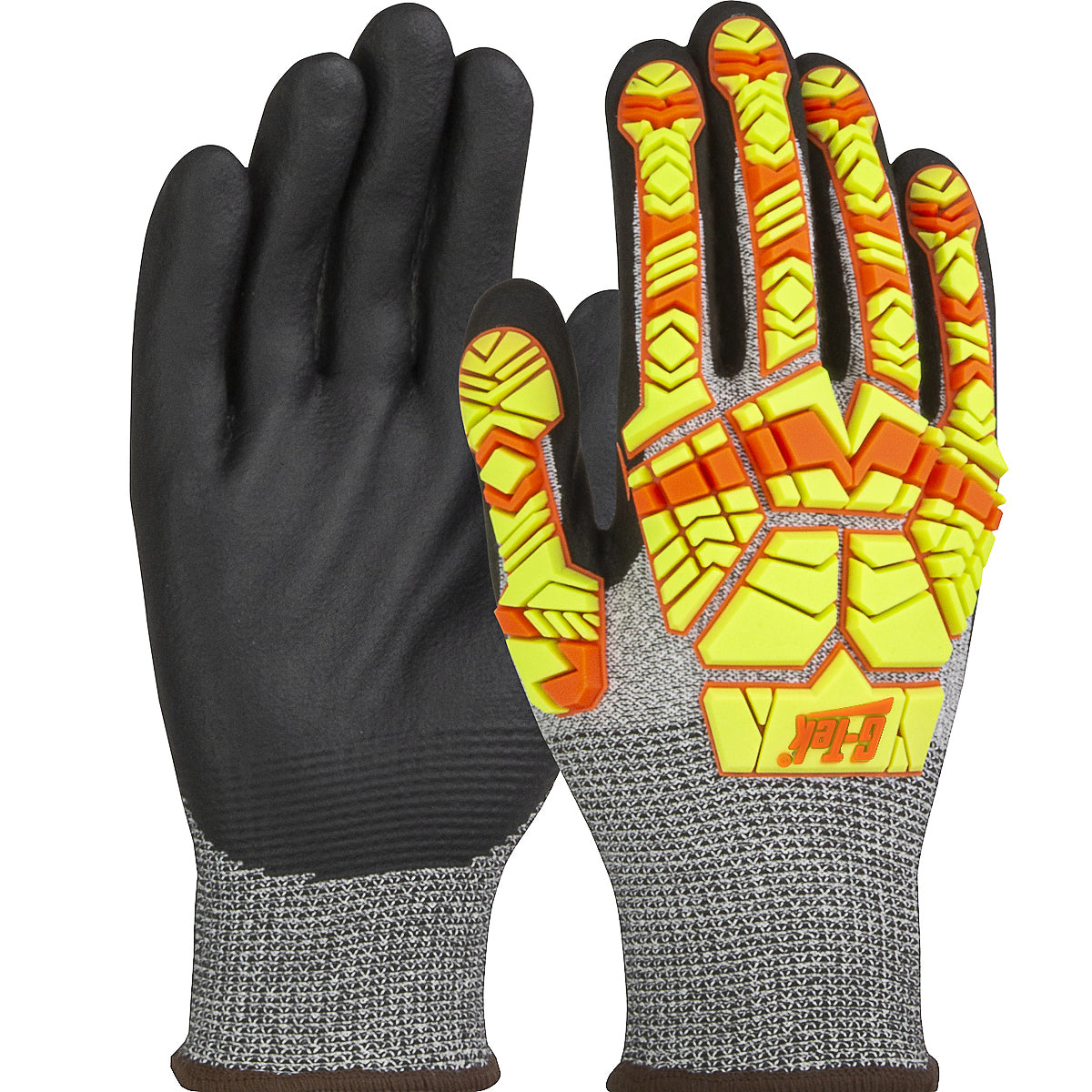 G-Tek 16-MP230HV High Performance Gloves PolyKor Hi-Vis Impact Salt & Pepper