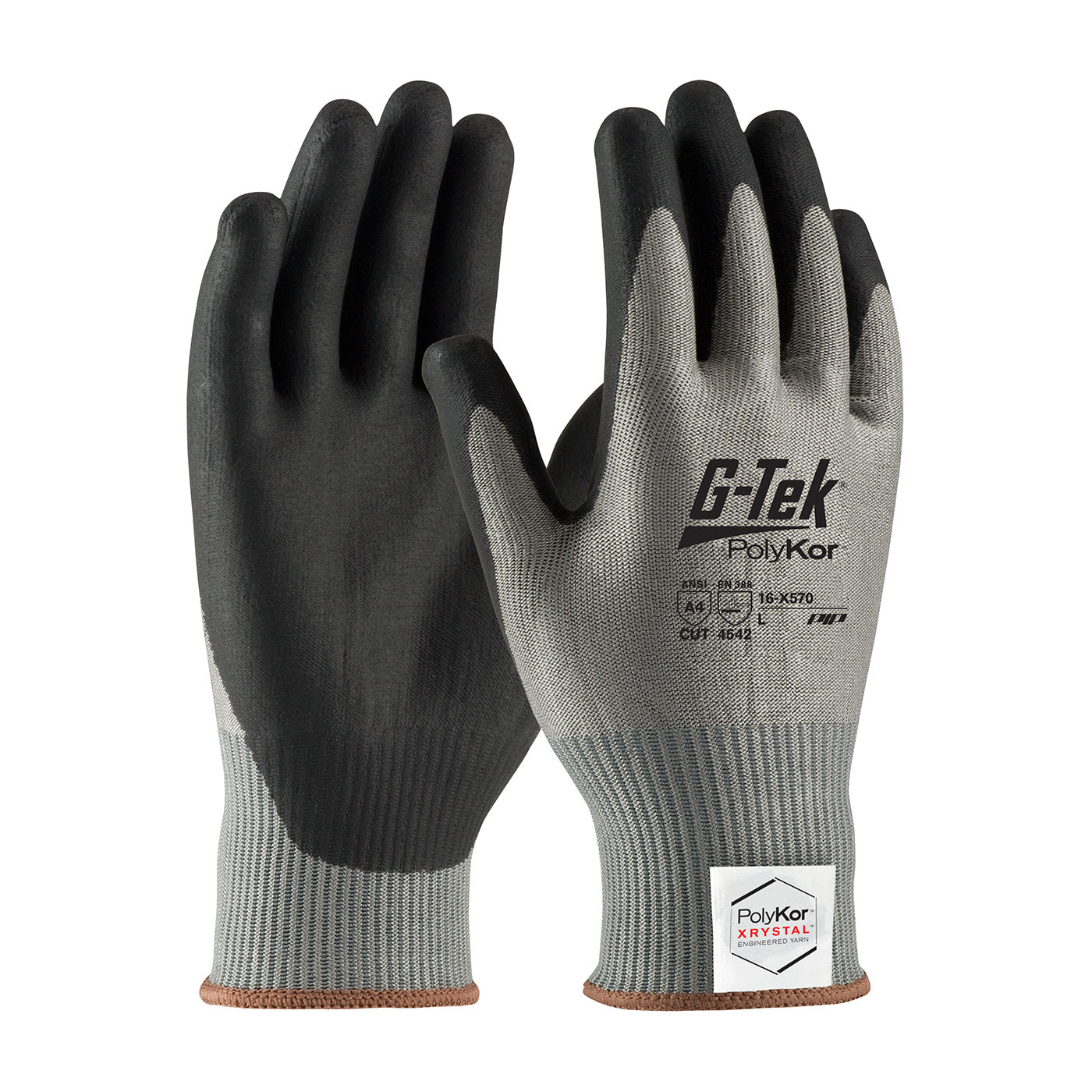 G-Tek 16-X570 Cut Resistant Gloves PolyKor Xrystal NeoFoam Gray