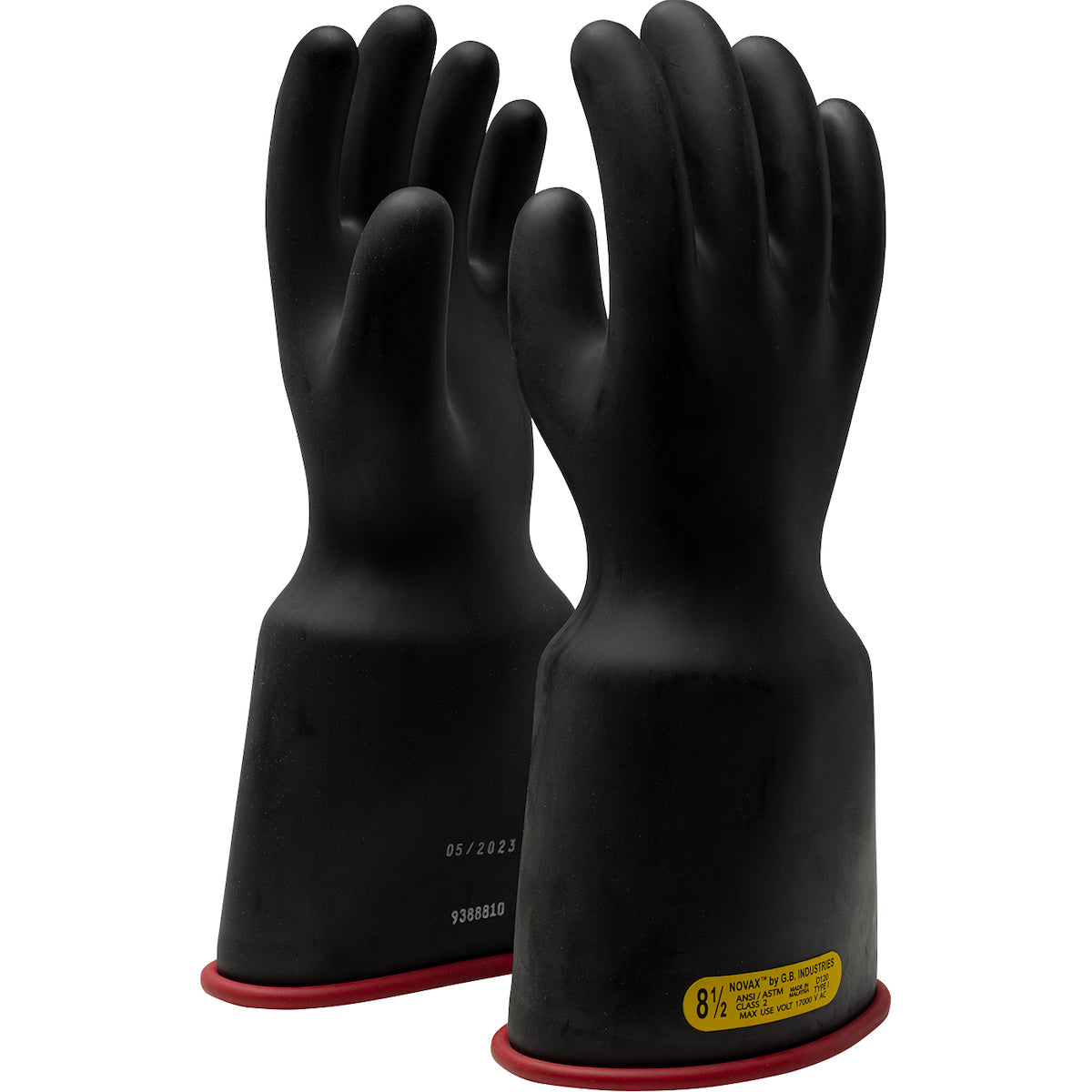 NOVAX 161-2-14 Electrical Safety Gloves Rubber Bell Cuff Black