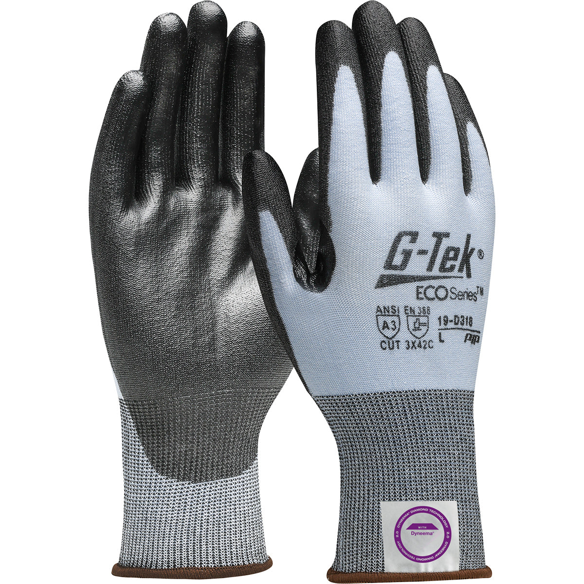 G-Tek 19-D318 Cut Resistant Gloves Dyneema PU Grip Blue