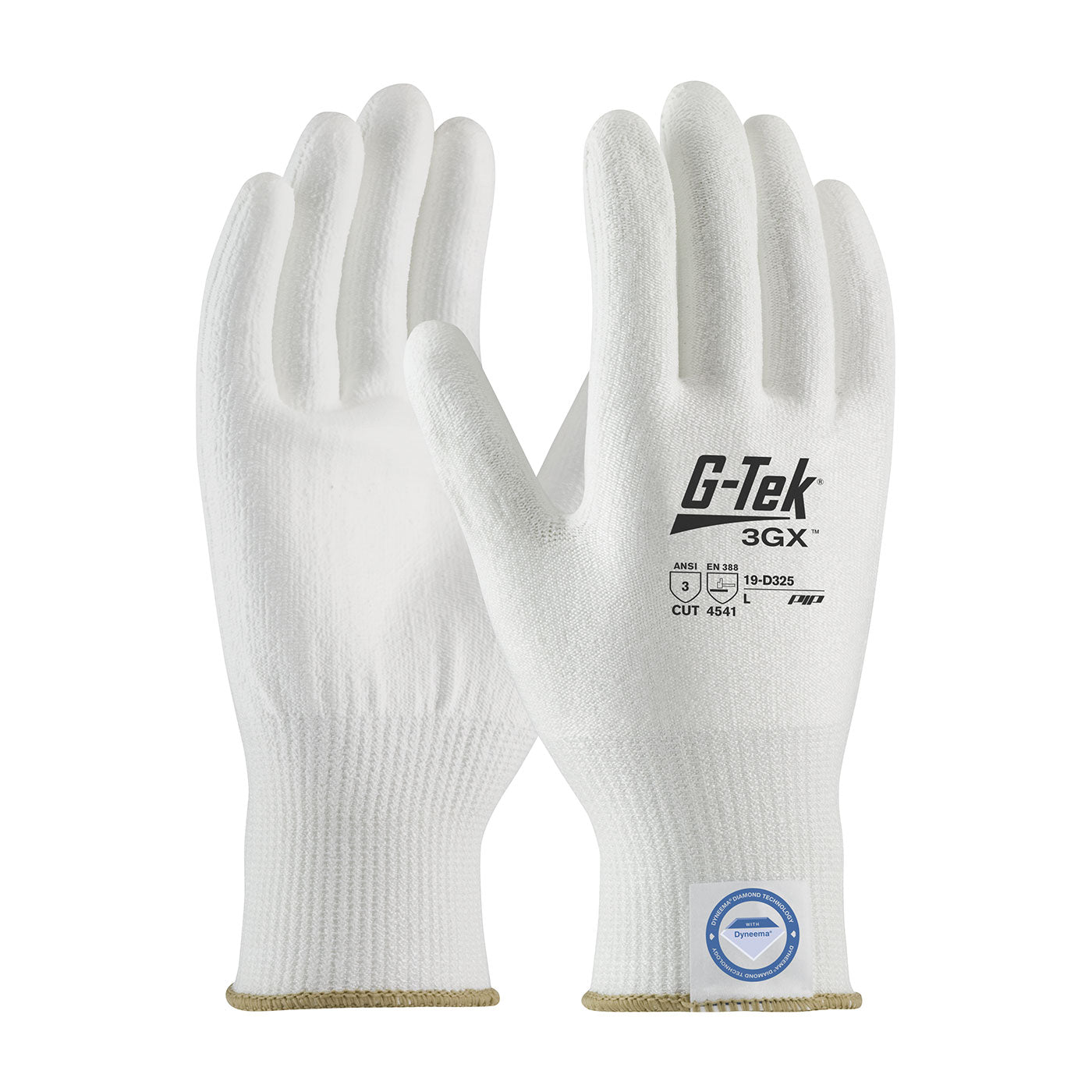 G-Tek 19-D325 Cut Resistant Gloves Dyneema Diamond PU Coated White