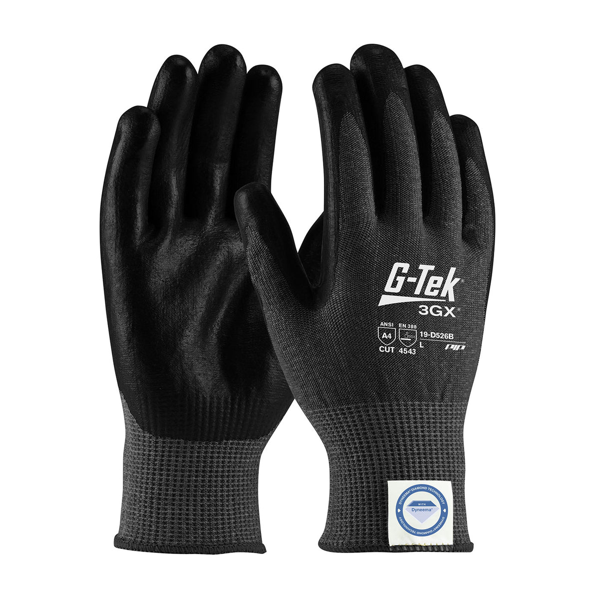 G-Tek 19-D526B Cut Resistant Gloves Dyneema Polyurethane Black