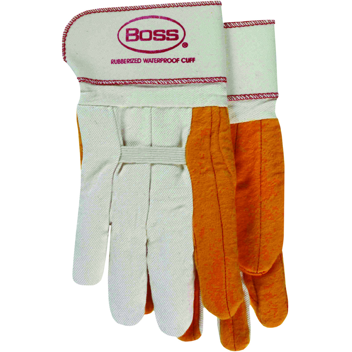 Boss 1BC28372 Fabric Work Gloves Double Layer Palm White